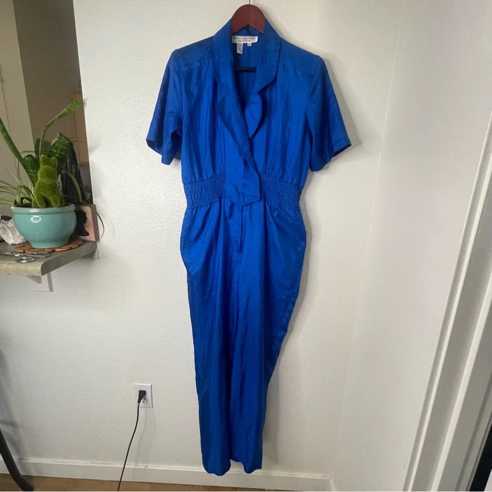 Vintage Laura & Jane Size Small Vibrant Blue 80s Jumpsuit - Image 2