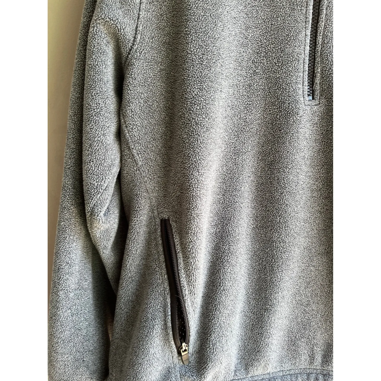 L.L BEAN Gray Pullover Jacket 1/4 Zip with Pockets Cozy Warm Comfy Activewear Size L - Image 2