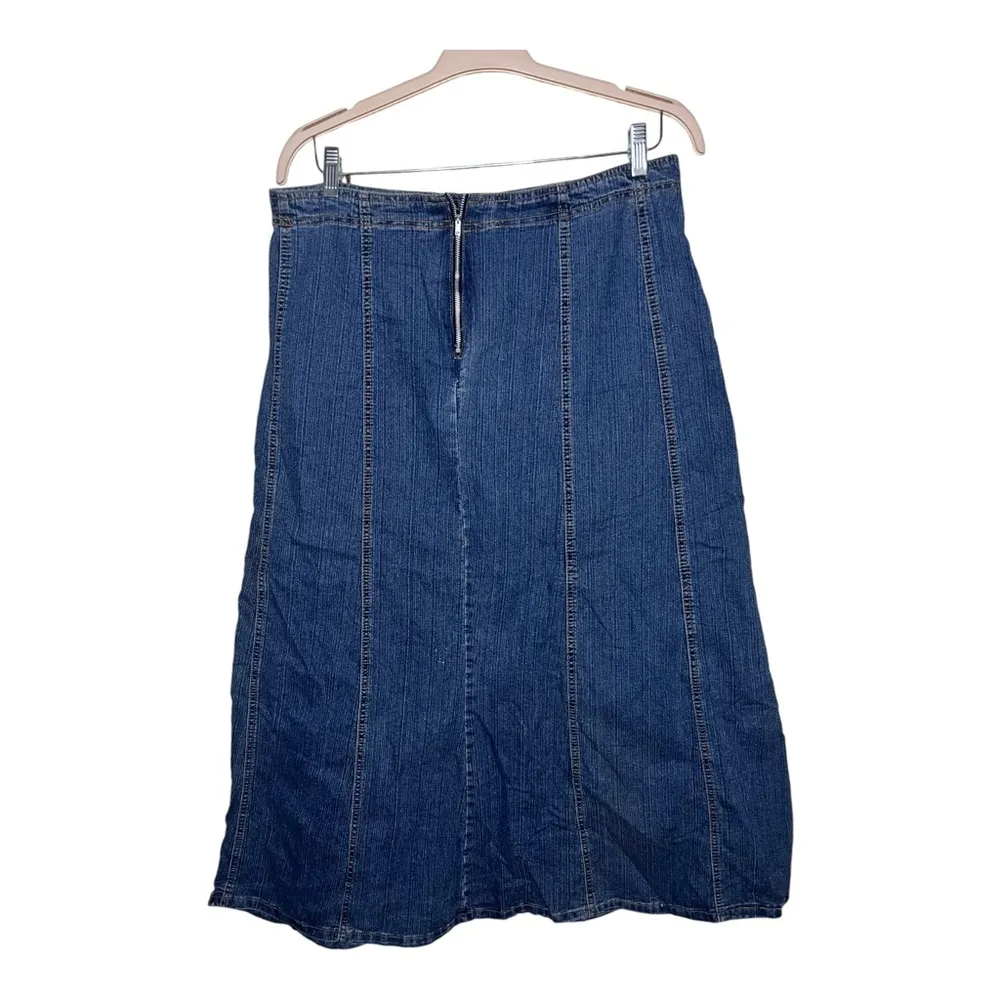 Y2K Flare Denim Midi Maxi Skirt 34 Blue Size XL - Image 2