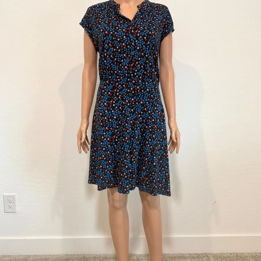 Boden 14 Easy Jersey cap sleeve floral shirt dress D3 3149 Blue - Image 8
