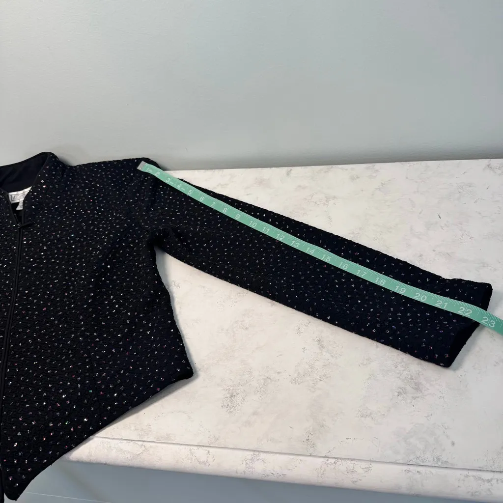 Vintage Jessica Howard Black Iridescent Sequin Jacket Size 10 - Image 7