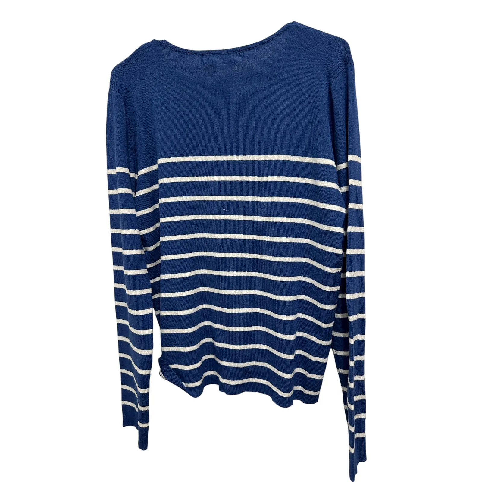 Zesica Women's Long Sleeve Striped Knit Pullover Sweater Top Blue White Size L Blue Size L - Image 4
