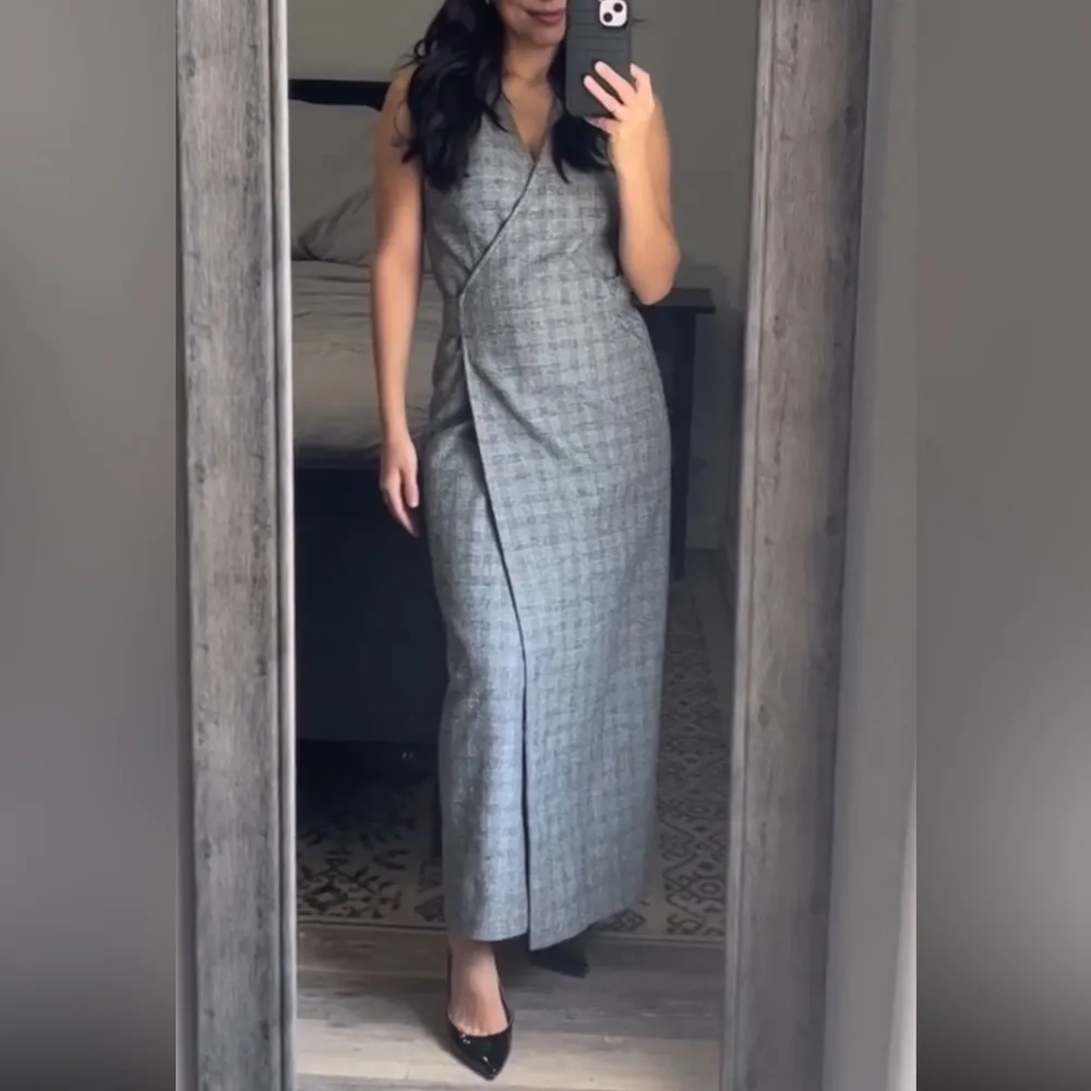 Ganni Prince of Wales Checked Twill Wrap Dress Size 34 - Image 15