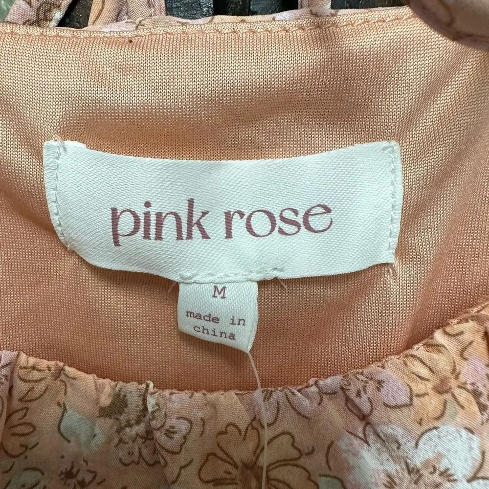 Pink Rose short sleeve floral ruffle peasant dress - Image 3