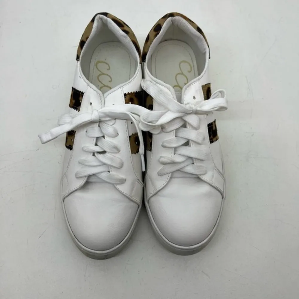 Ccocci Iris white leopard animal print lace up fashion sneakers neutral size 9 - Image 2