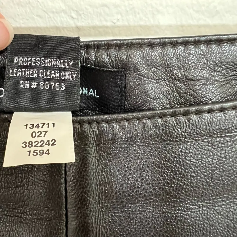 MODA International Dark Brown Leather Pants Size 4 - Image 6
