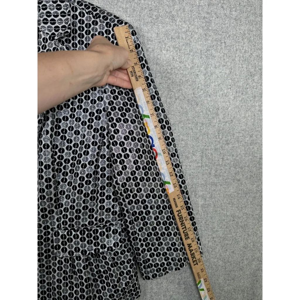 Peter Nygard Womens Size 12 Black White Polka Dot Metallic Blazer Jacket - Image 5