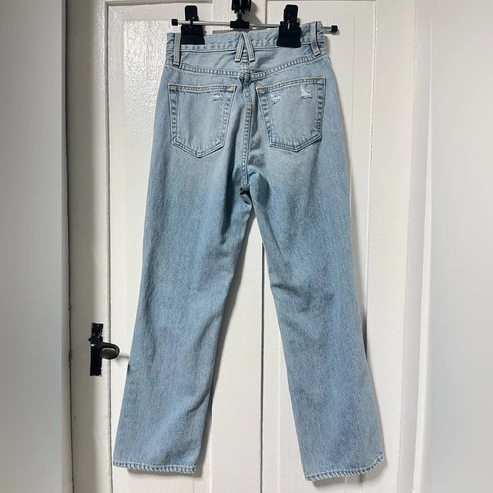 Slvrlake Premium Denim High Waisted London Crop distressed straight leg jean 25 Blue - Image 4