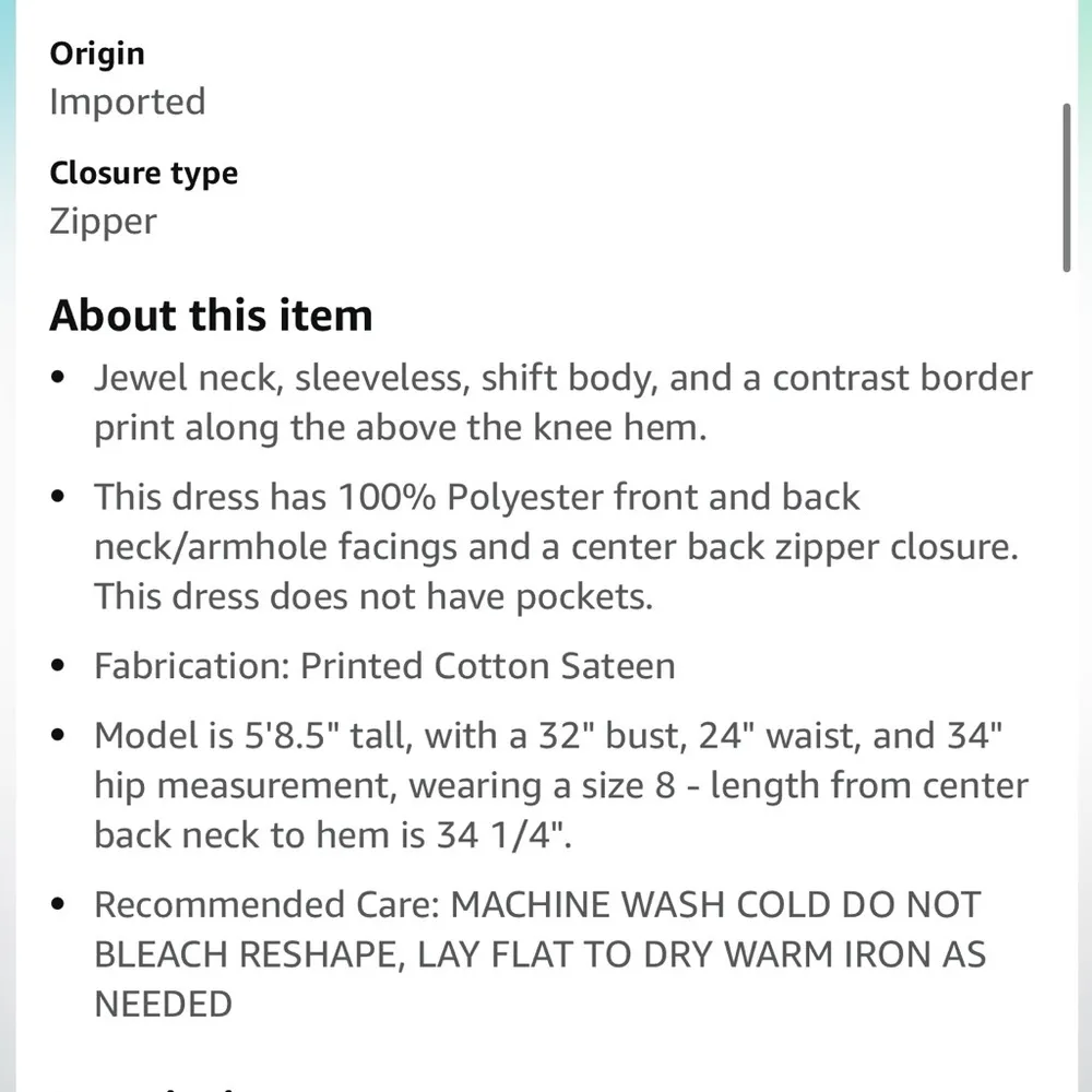 LONDON TIMES size 8 women's shift dress cotton coral and purple vacation zips up - Image 3