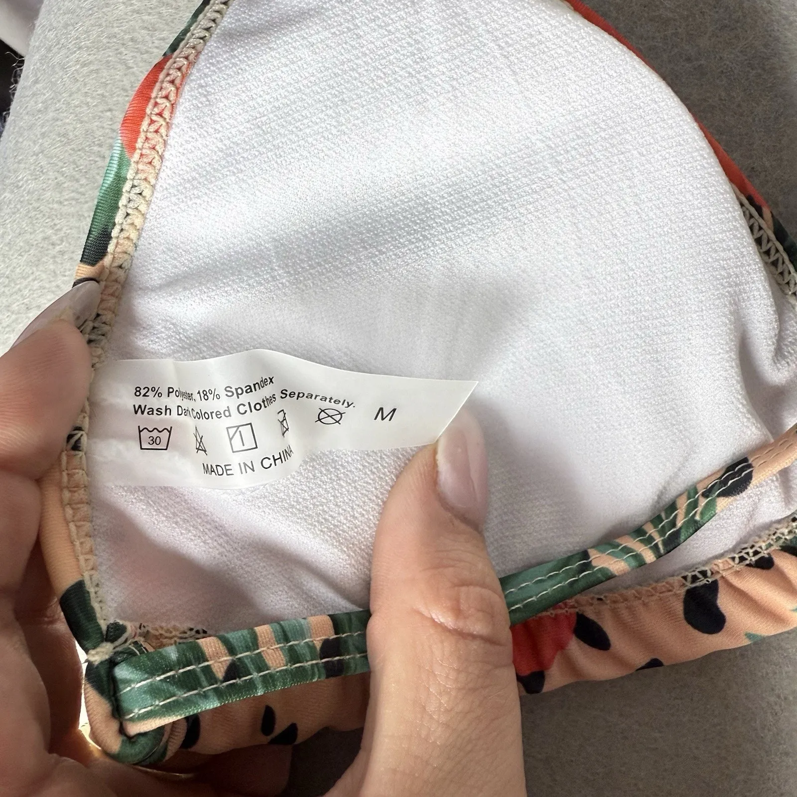 Boutique Leopard and Hibiscus Flower Print String Bikini Size M Tan Size M - Image 3