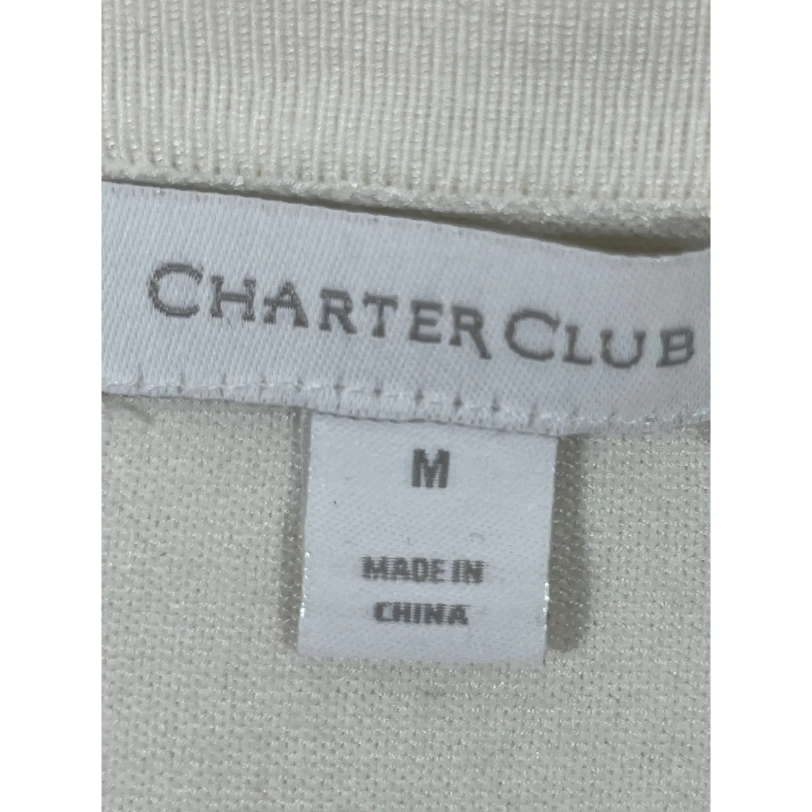 Charter Club Women Knit Cardigan Navy Bow Pearl Button Preppy Feminine White M - Image 5
