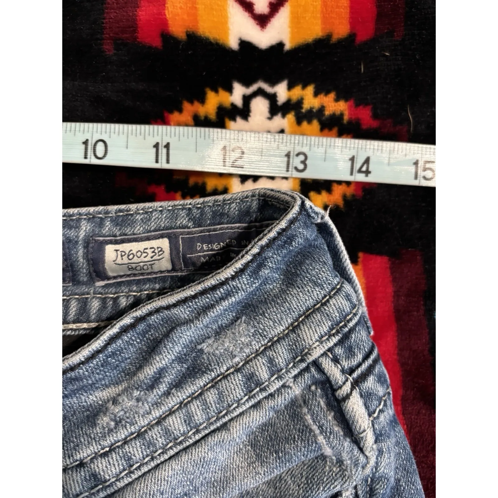 Miss Me Easy Boot  Denim Jeans Embroidered/Gems Med Wash Logo Size 26 Low Rise - Image 7