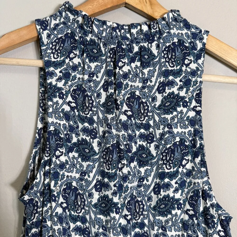 Mango Floral Paisley Print Button Up Tiered Maxi Dress Women's 2 Blue White NWT - Image 12