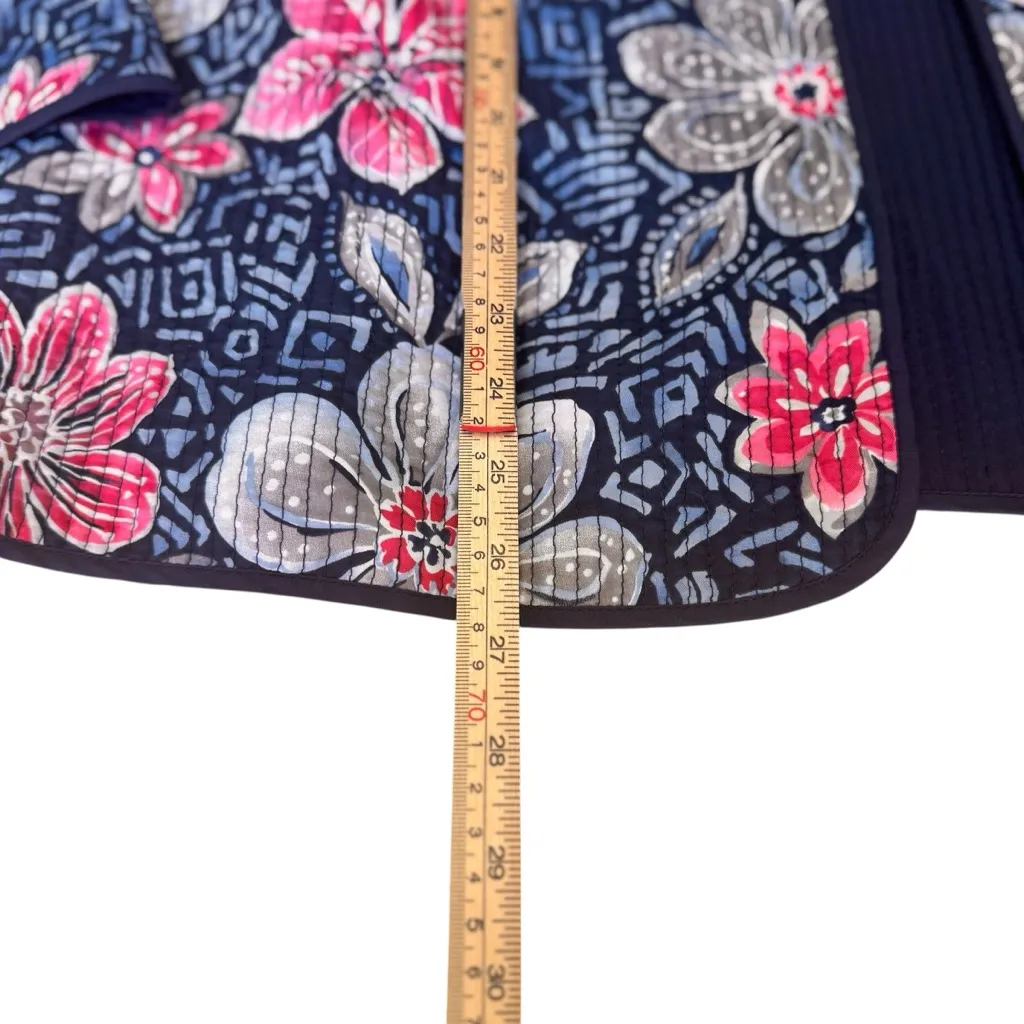 Alfred Dunner Navy and Pink Floral Quilted Jacket Open Front Women’s 18W in EUC Blue - Image 7