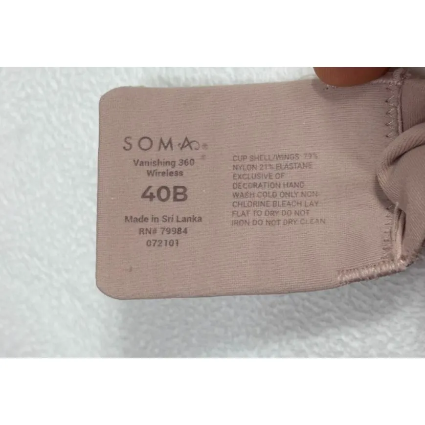SOMA Vanishing 360 Wireless Bra 40B Rose Back Smoothing Seamless Edges Comfort - Image 3