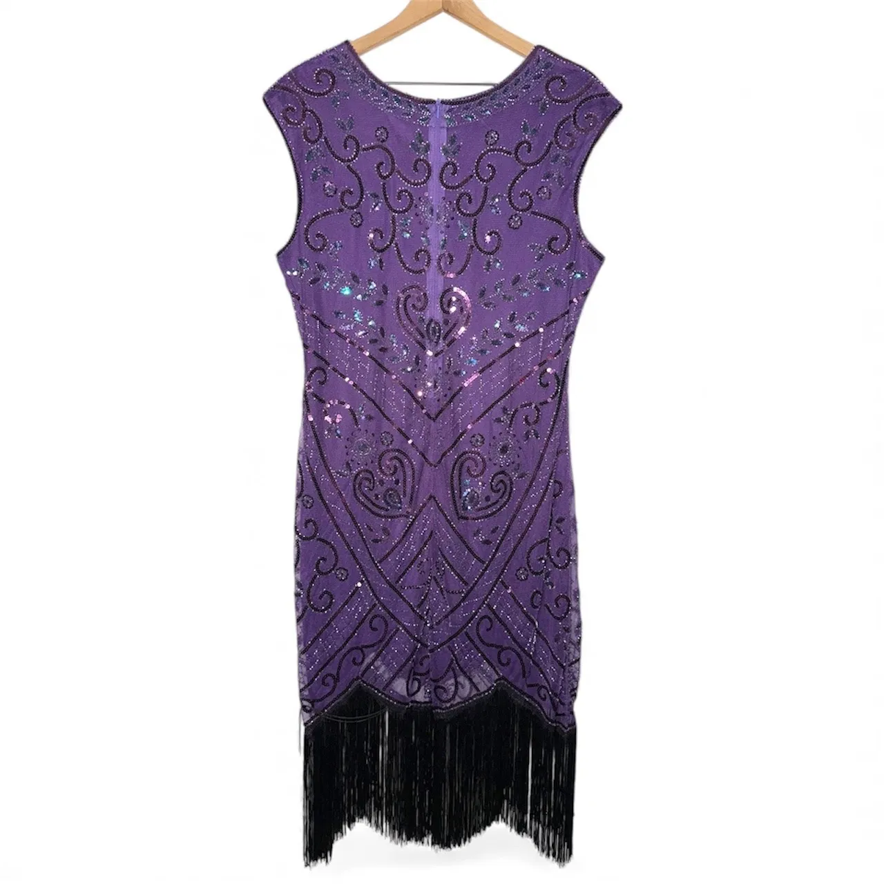 NWT Beaded 60s Flapper Style Dress Sequins Fringe Size M - Image 6