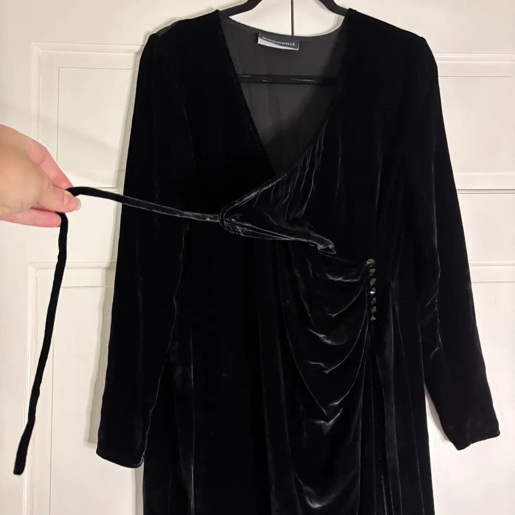 Olivia Von Halle x Disney Maleficent Shillingford Velvet Wrap Maxi Dress Size S‎ Black - Image 3