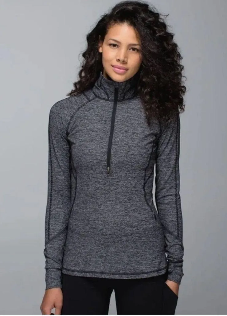 Lululemon Race Your Pace 1/2 Zip Wee Stripe Black Heathered Black Size 6 - Image 3