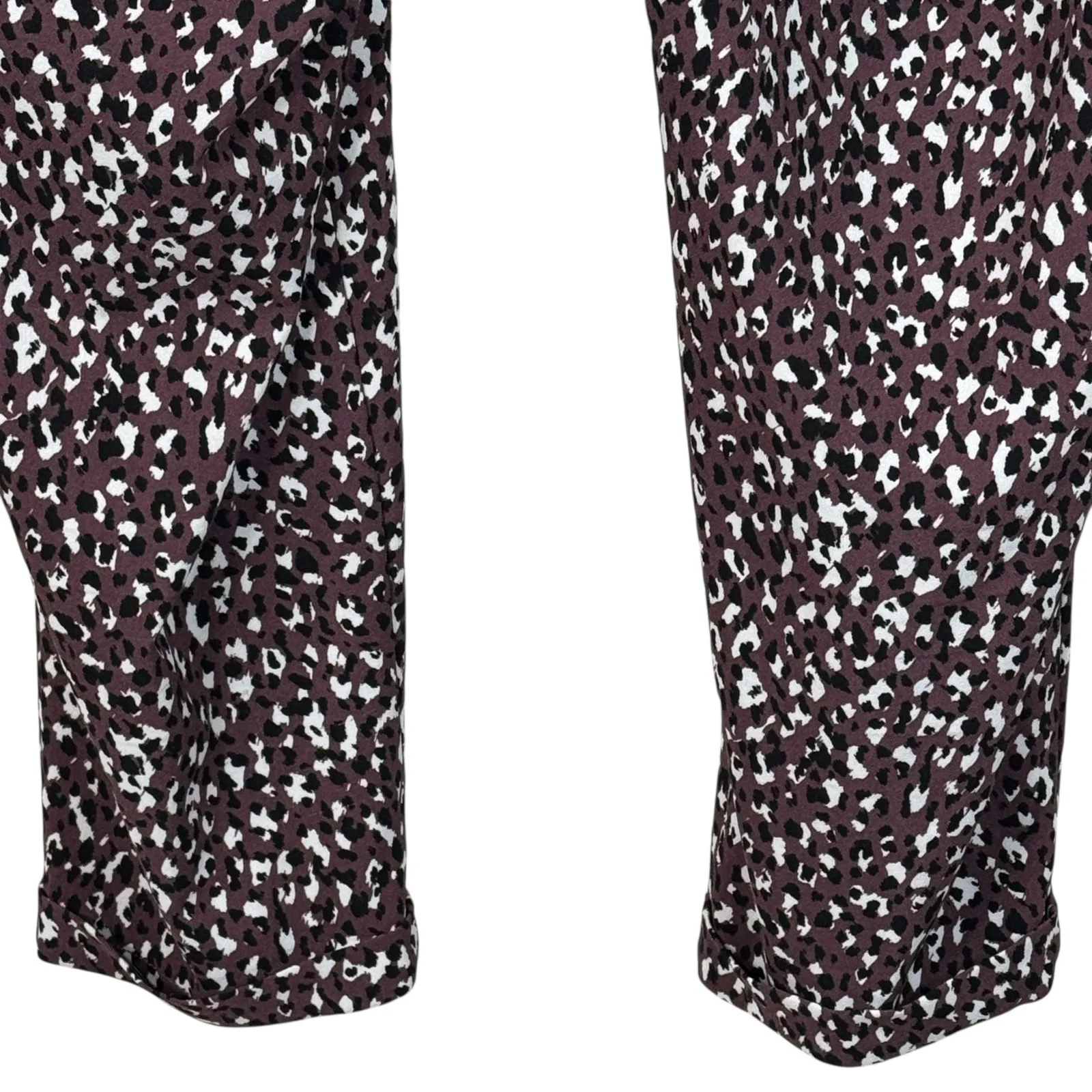 Torrid SZ 1 (1X-Large) Taper Crepe Pants Stretch Leopard Hi-Rise Pleated Purple - Image 5