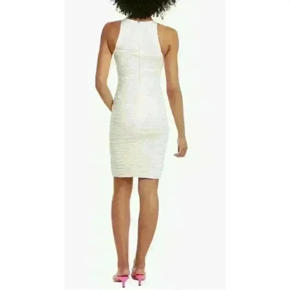 NWT Halston Heritage Women's Cocktail High Neck Fitted Ruched Dress, 6 - Image 2