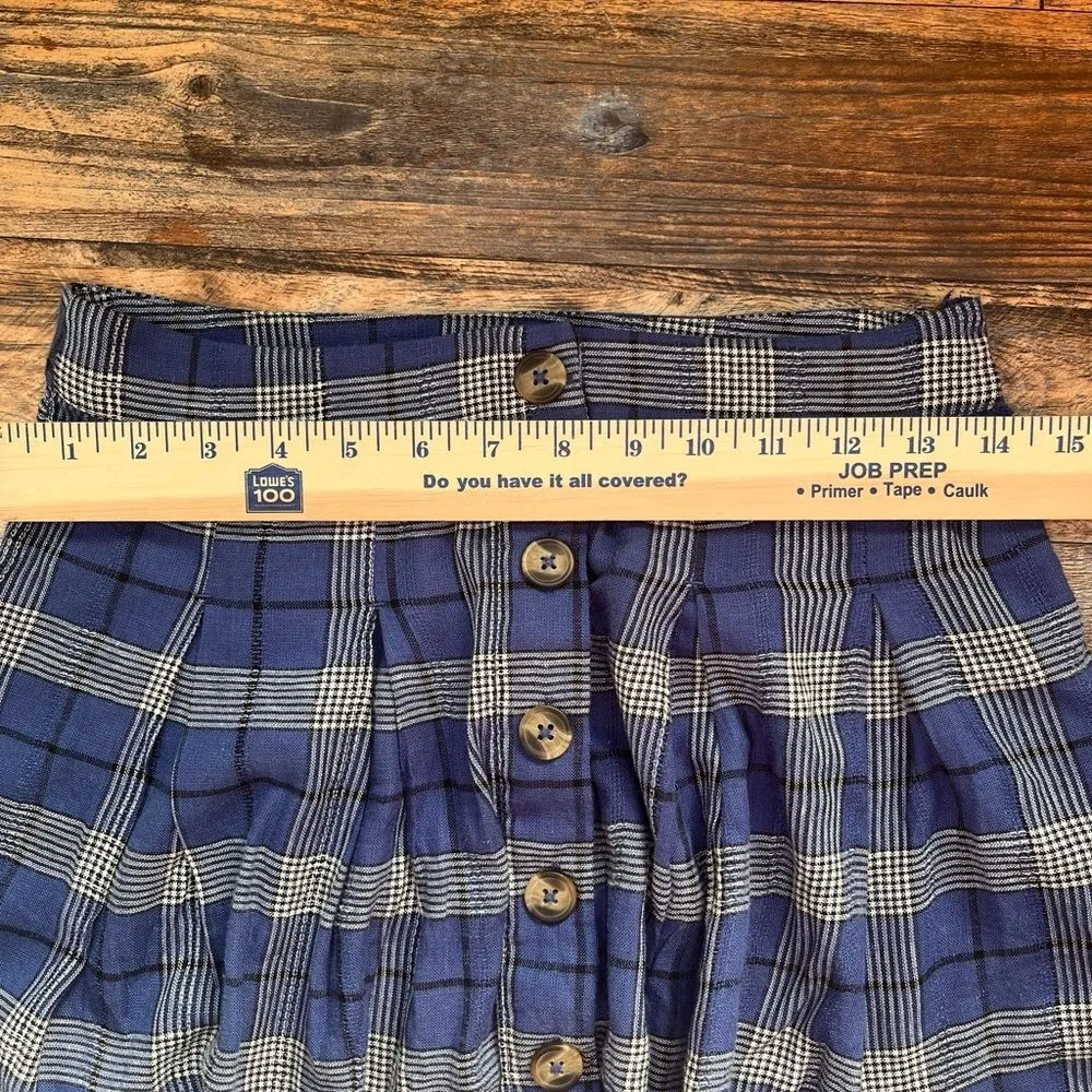 American Eagle  Blue & White Plaid Pleated Mini Skirt - Image 8