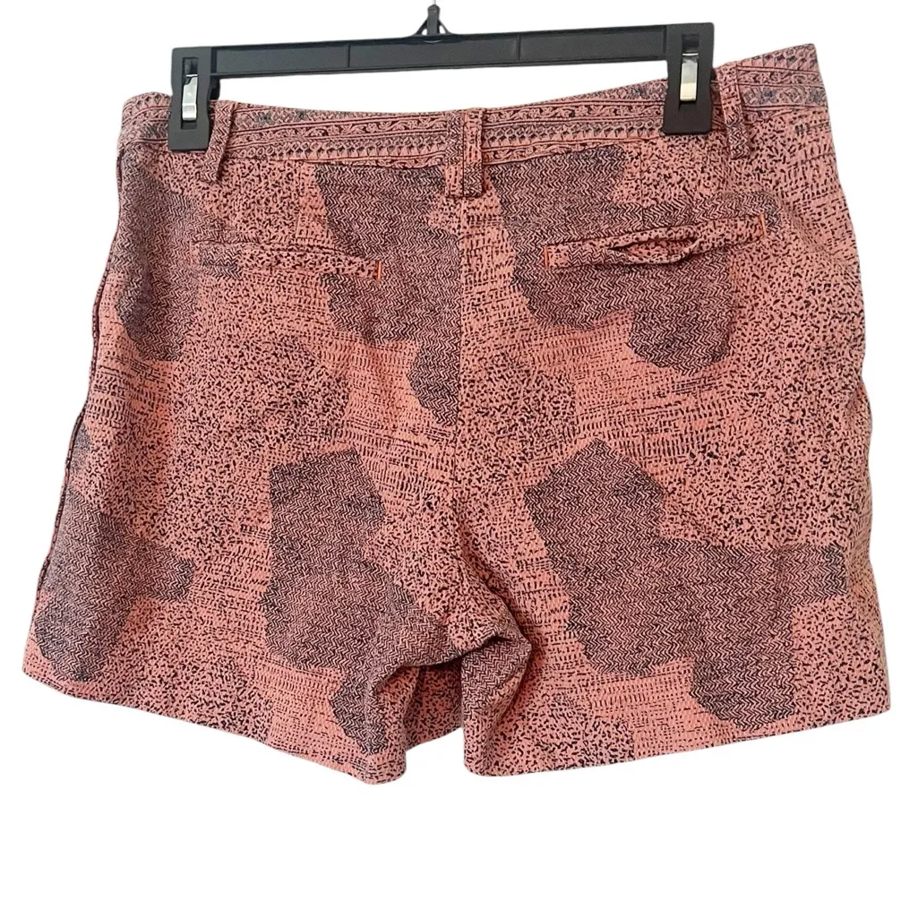 Cartonnier Anthropologie Salmon‎ Pink Patterned Shorts Button Sides Size 8 - Image 2