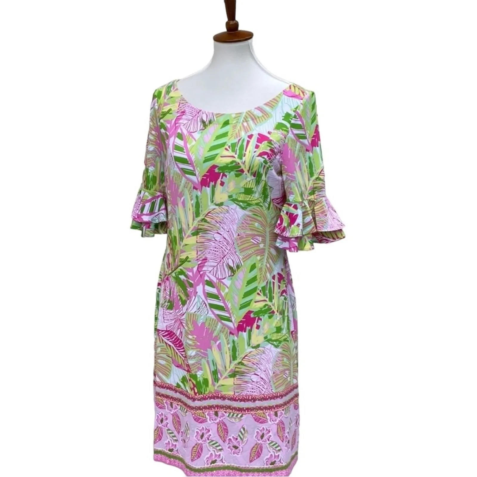 Pappagallo Medium Dress Tropical Stretch Vacation Resort Cruise Beach Travel Pink - Image 7