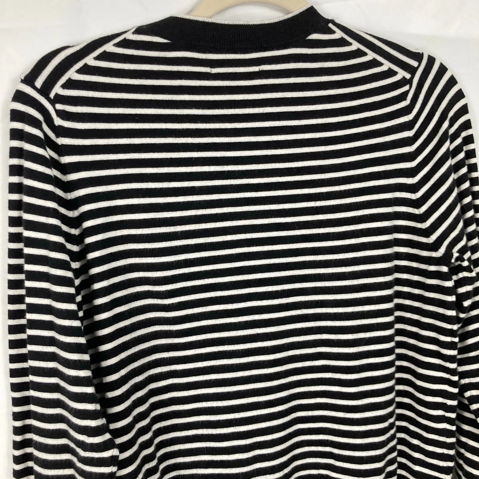 Premise Womens L Black & White Stripe Gold Button Cardigan Nautical Classic Prep - Image 9