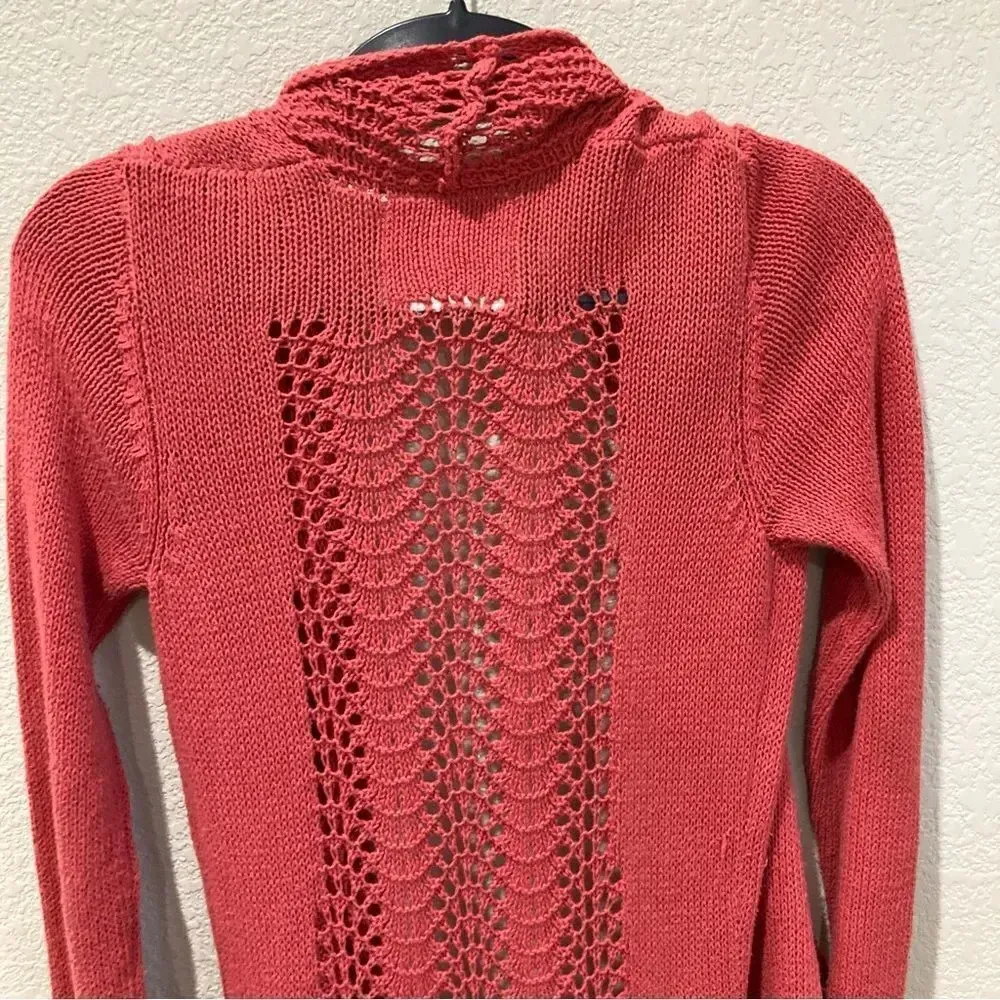ANTHROPOLOGIE Angel of The North Womens Salmon Long Open Front Cardigan Size XS - Image 6