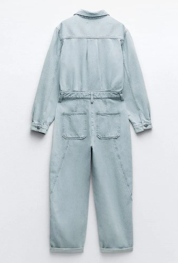 Zara Straight Denim Jumpsuit - Image 6