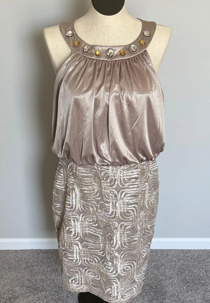 Jessica Howard dress champagne beige sleeveless evening Size 16 - Image 8