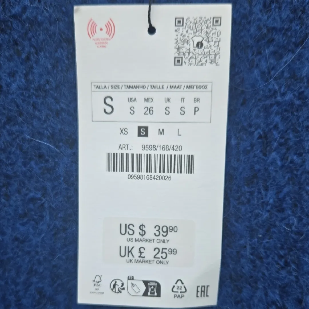 Zara Royal Blue Short Sleeve Sweater - Image 3