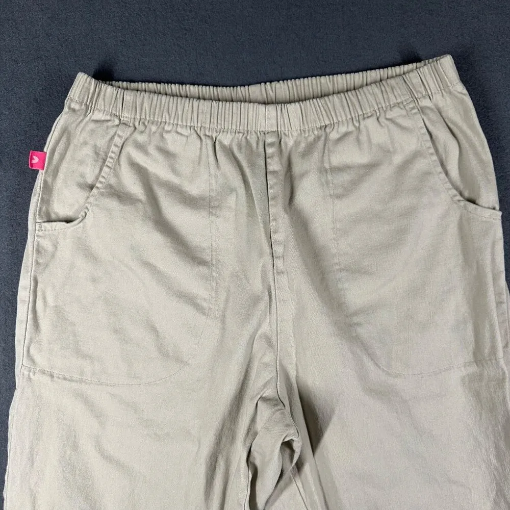 Woman Within Womens 14W Khaki Classic Fit Pull On Chino Crops Pockets Split Hem - Image 3