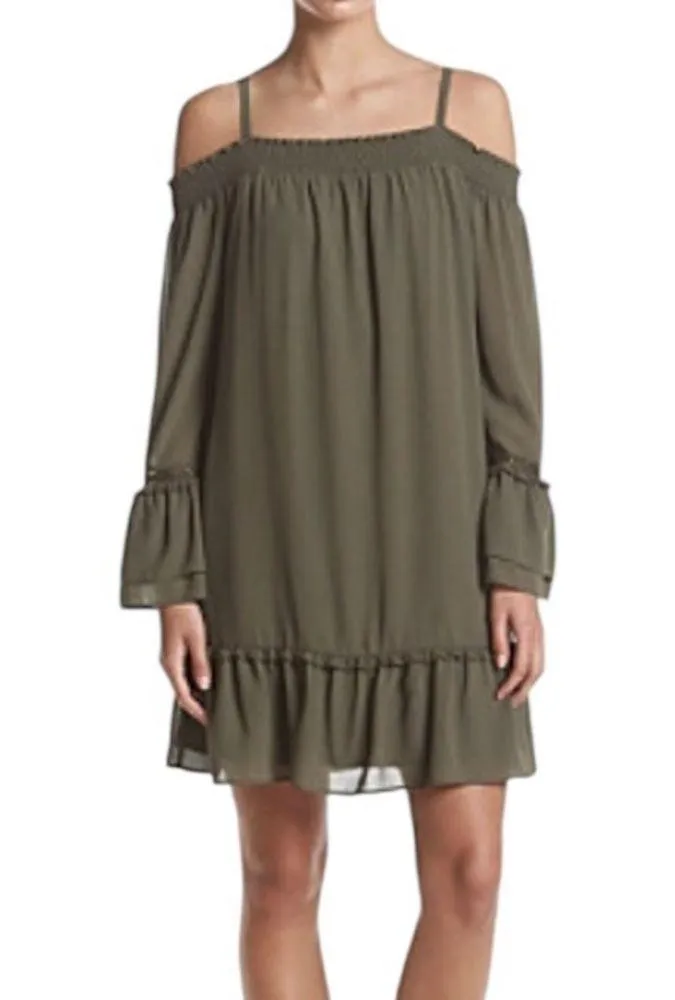 I.N. San Francisco Off Shoulder Peplum Sleeve Mini Dress Olive Green Size S NWT - Image 10