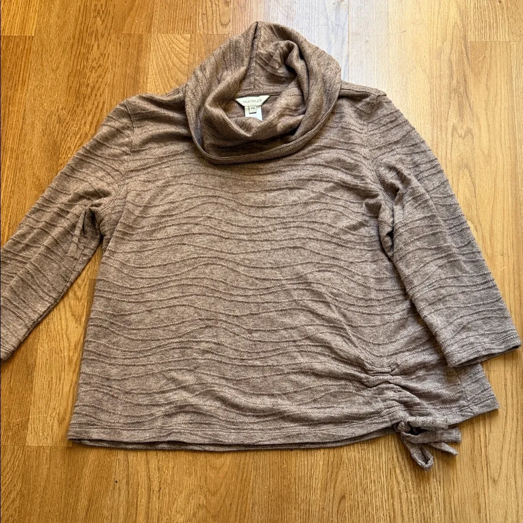 Multiples  Taupe Cowl Neck Sweater - Image 4