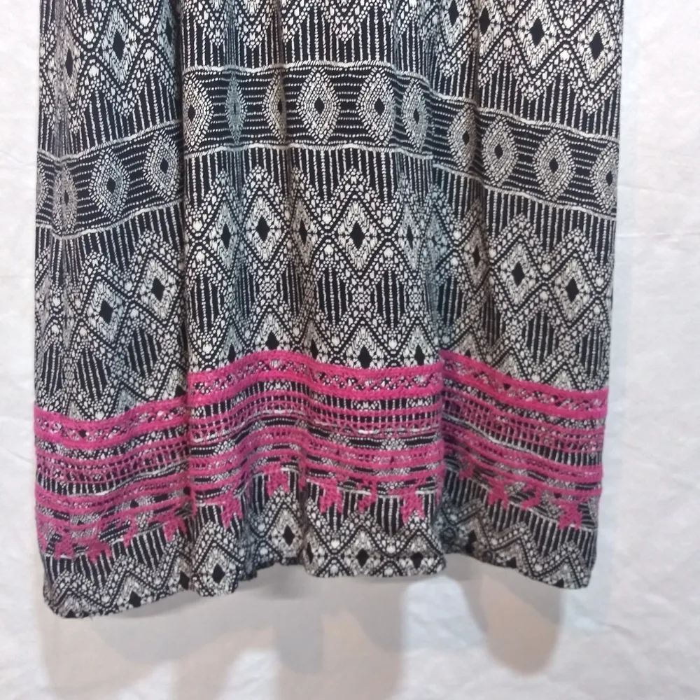 THML Jameson Embroidered Maxi Dress Black Pink Boho Festival Size M - Image 5