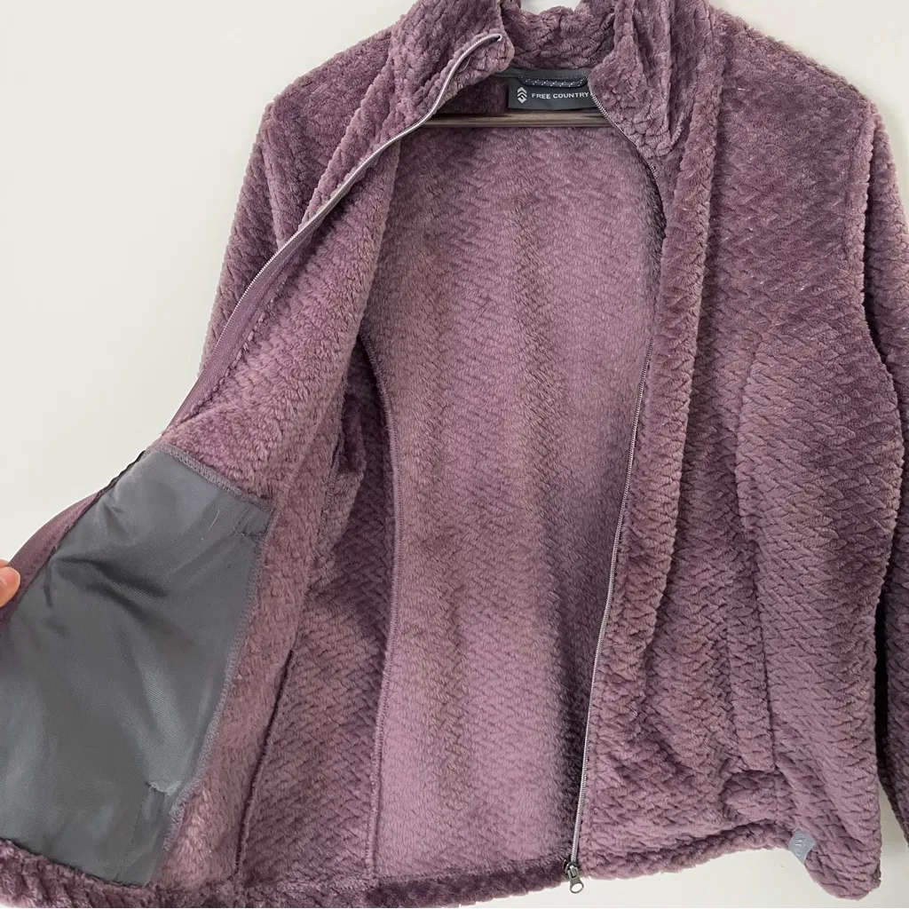Purple Free Country Cable Braided Butter Pile Jacket SZ L - Image 4