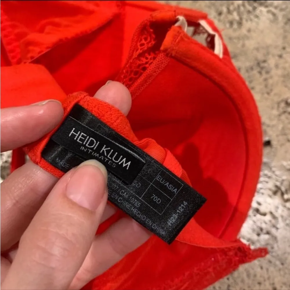 Heidi Klum Cle Damour Contour Balconette Bra Fiery Red Cream Tan 32D Size undefined - Image 5