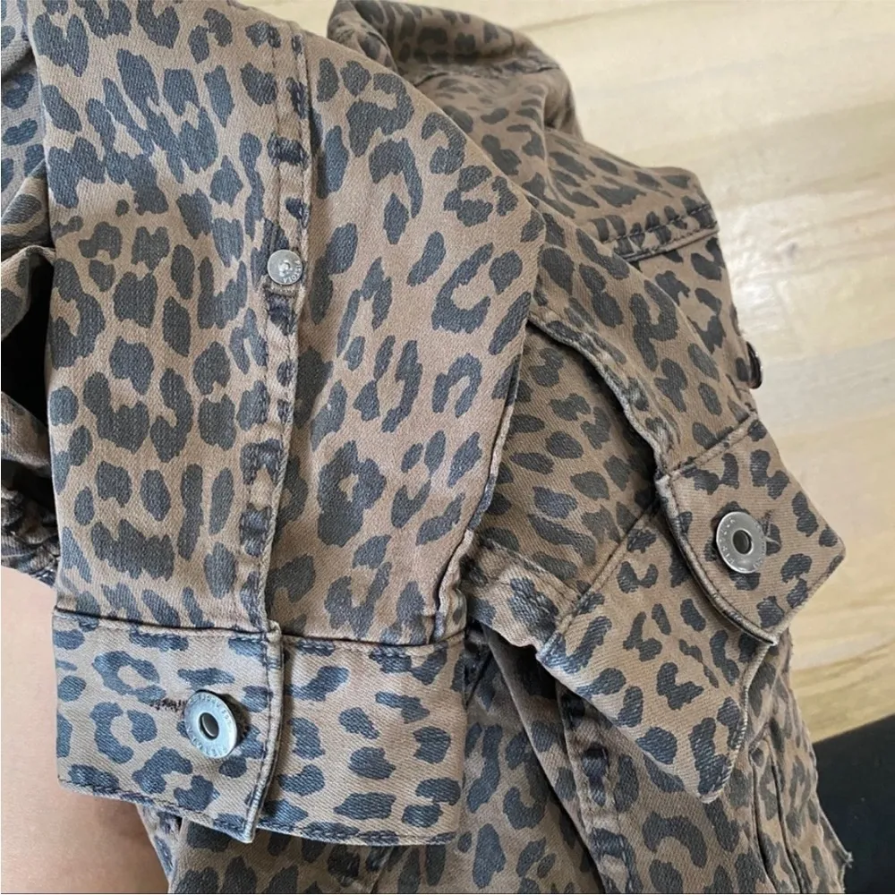 Pistola leopard print raw hem denim jacket - Image 10
