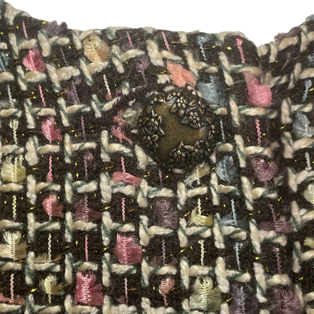 Vintage Koret Textured Boucle Tweed Button Lined Plaid Blazer 14 Career Office - Image 5