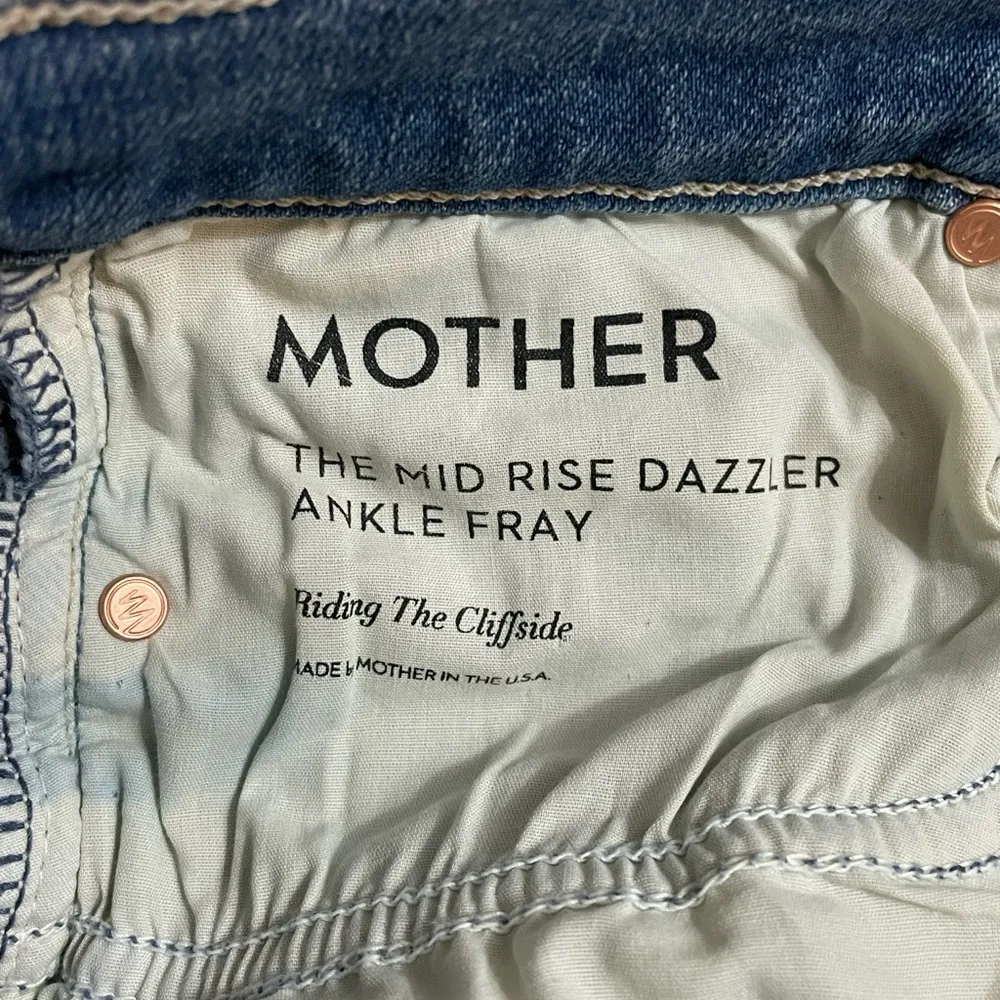 NWT MOTHER Denim Mid Rise Dazzler Ankle Fray Jeans Riding Cliffside Size 32 - Image 10