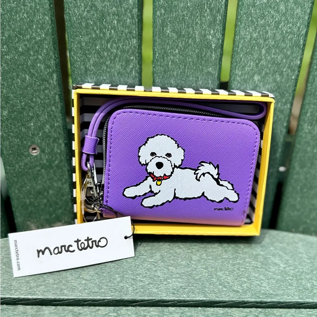 Marc Tetro Bichon Frise Zip Wallet – Purple – NWT - Image 7