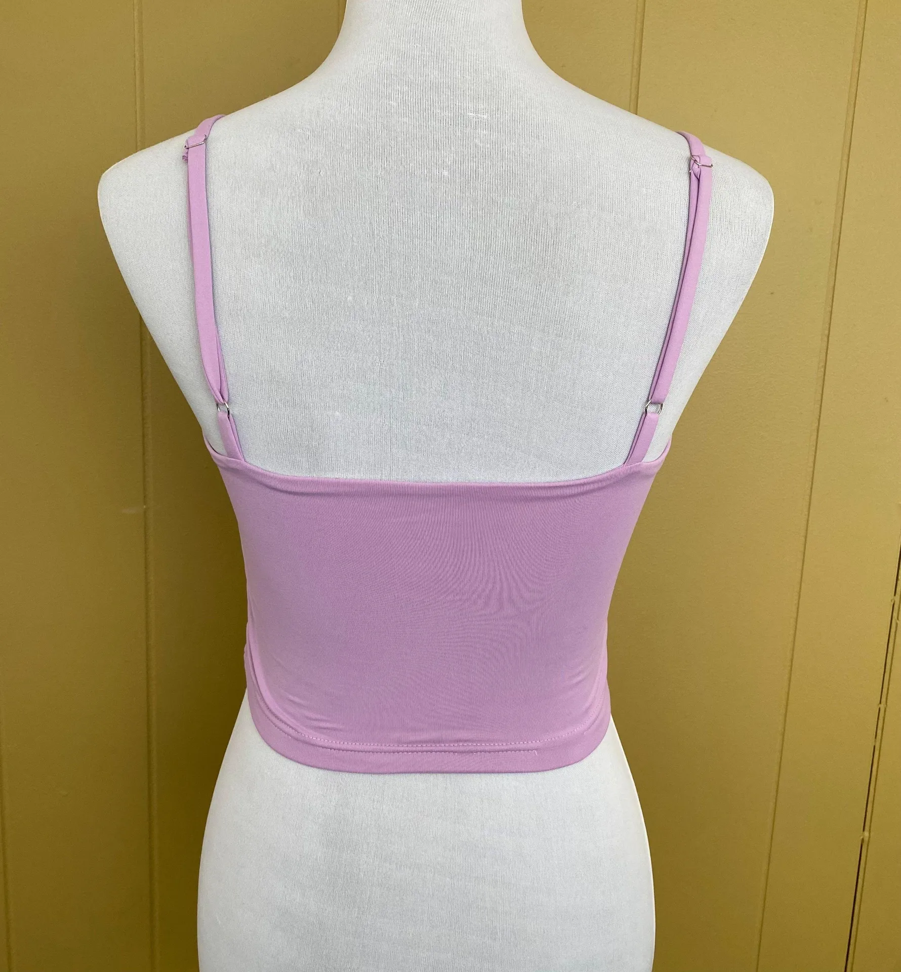 Reoria women S soft & smoothe adjustable spaghetti strap crop tank top purple - Image 8