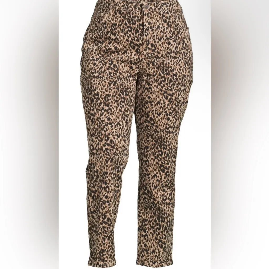 TERRA & SKY Womens Straight Leg Jean Size 16W Petite Animal Print High Rise New - Image 5