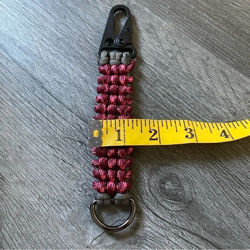 Paracord Keychain NEW Pink Burgundy Gray Black Silver Handmade USA - Image 7