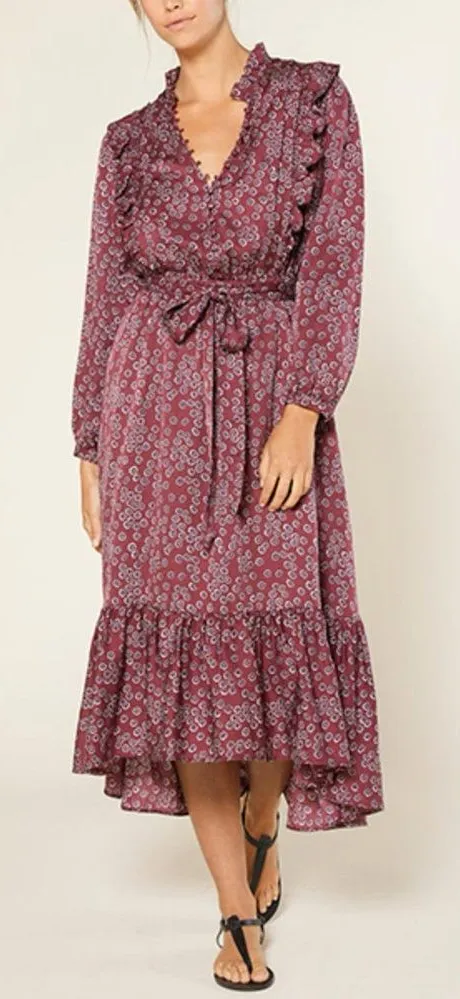 Outerknown Stardust Long Sleeve Midi Dress Floral Size S Boho Feminine Elegance - Image 1