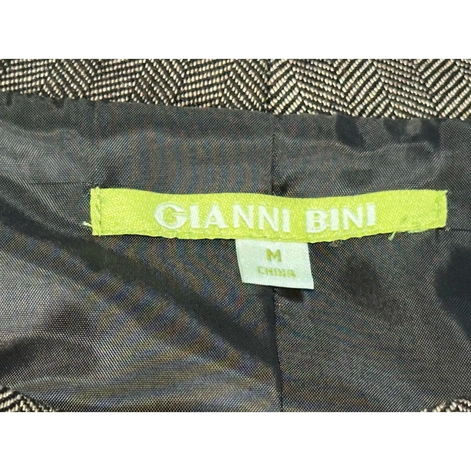 GIANNI BINI Brown Tweed Wool Blend Elbow Sleeve Jacket Size M - Image 9