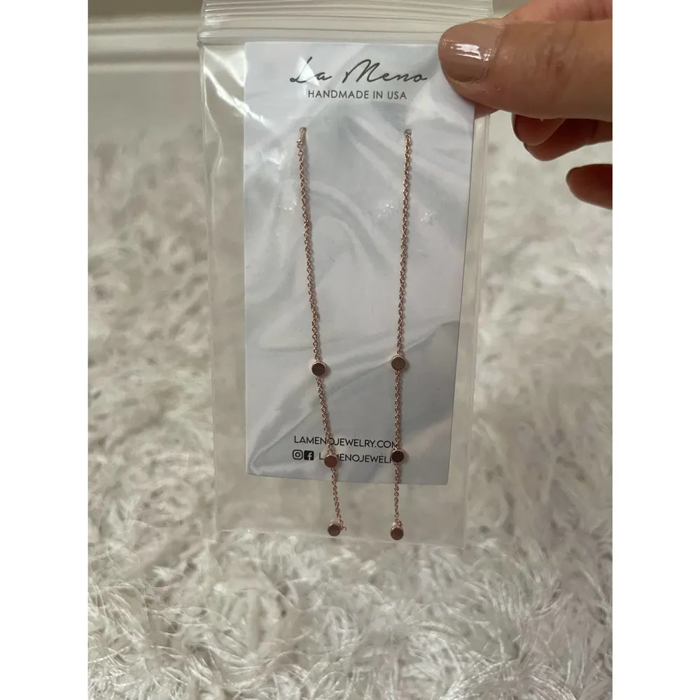 NEW La Meno Rose Gold Dangle Earrings Handmande in USA - Image 3
