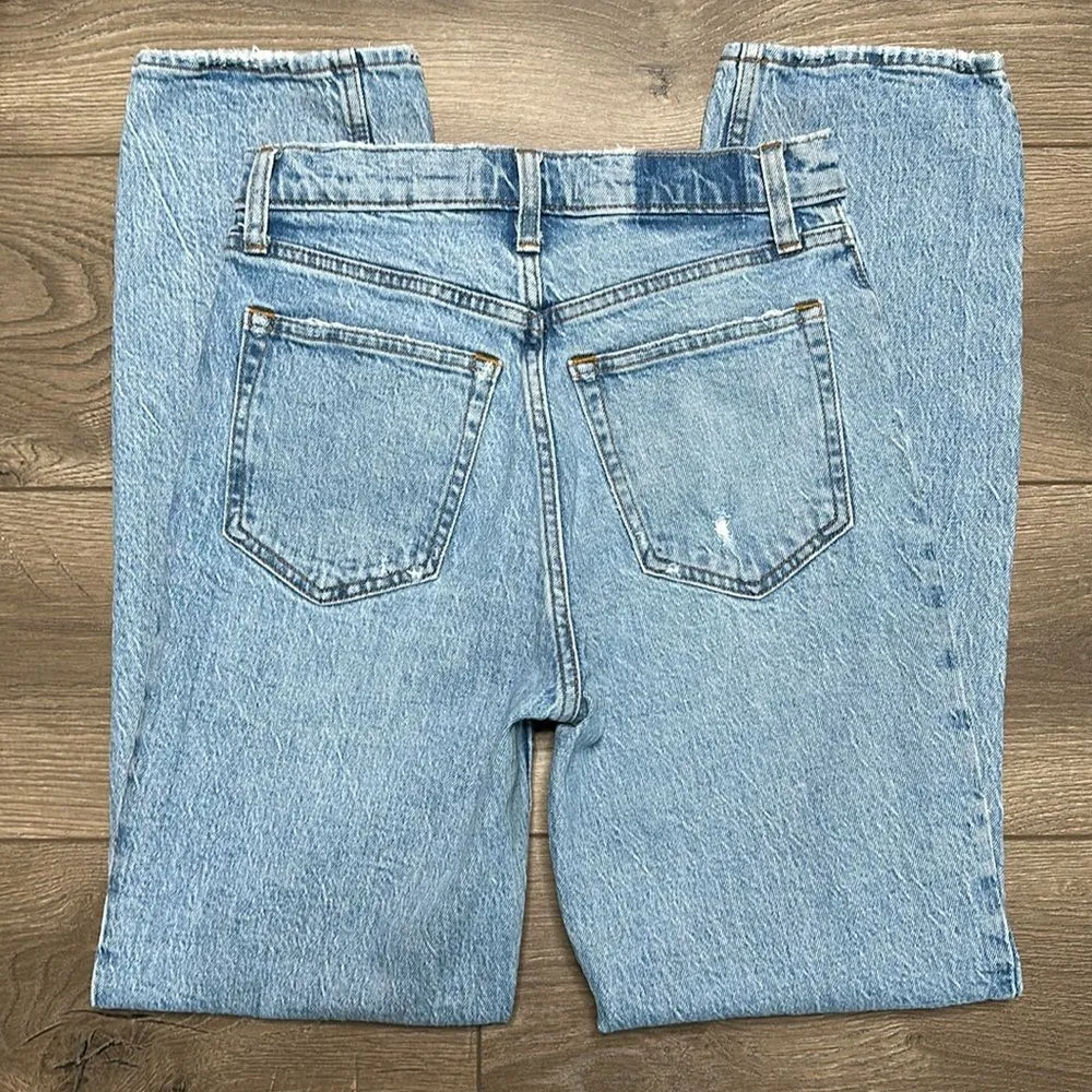 Abercrombie & Fitch 90’s Straight Ultra High Rise Destructed Blue Jeans Size 26 - Image 3