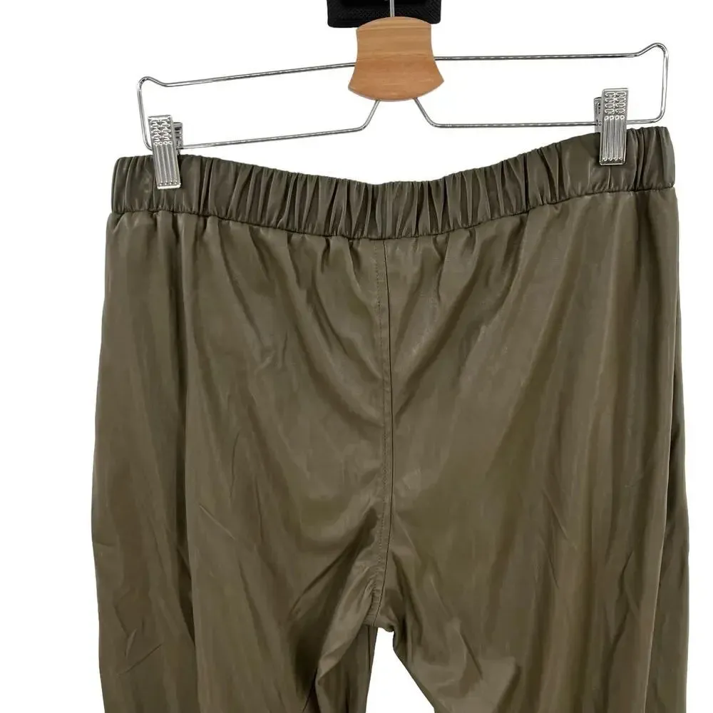 Ottod'Ame Military Green Faux Leather Jogger Pants Size 46 / US‎ 10 - Image 8